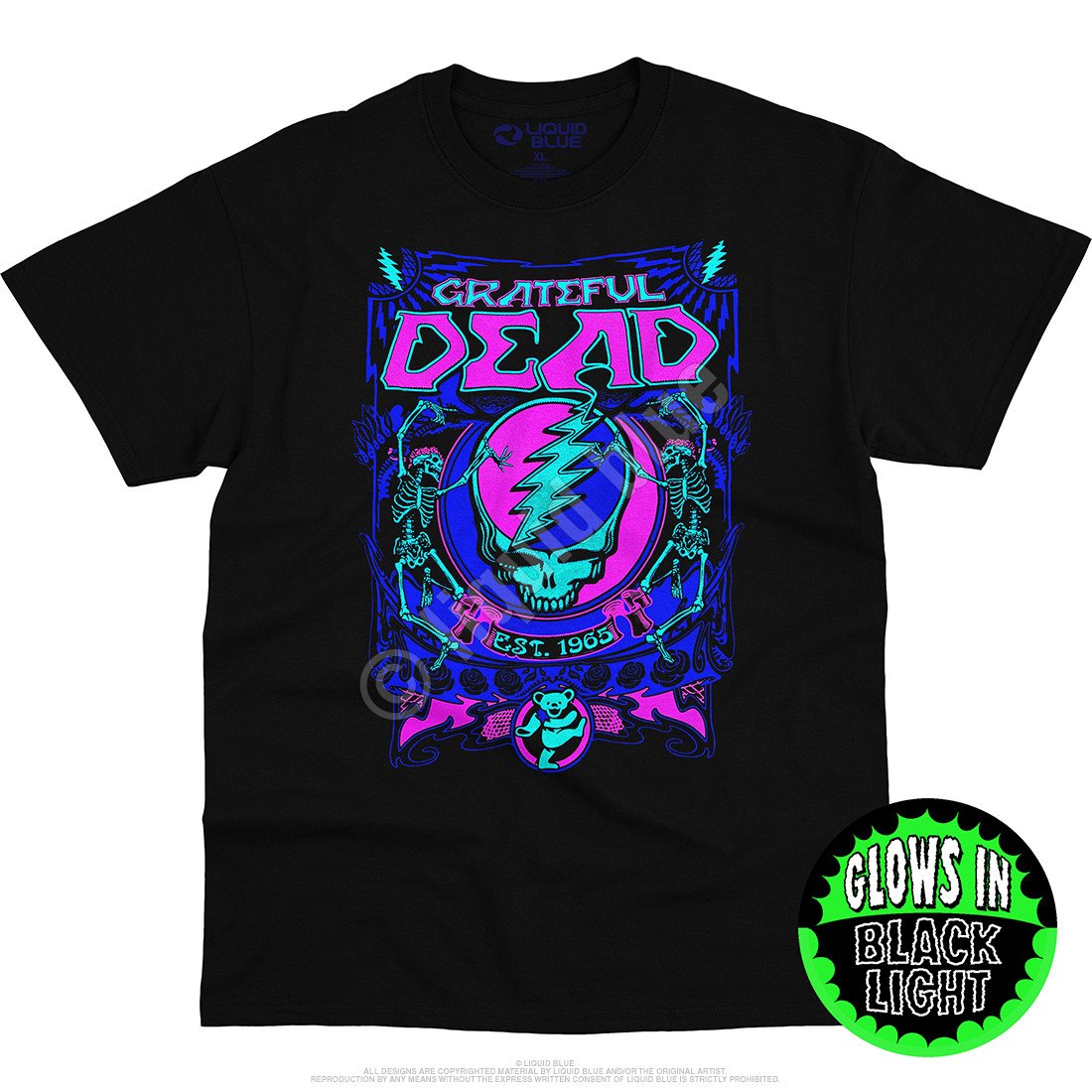 Grateful Dead-SYF Blacklight Black T-Shirt - Image 3