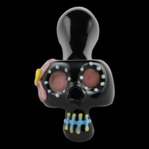 Alternative view of Bone Head Day of the Dead Skull Glass Pipe