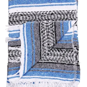 Alternative view of Mexican Falsa Blanket in Blue - 51x78"